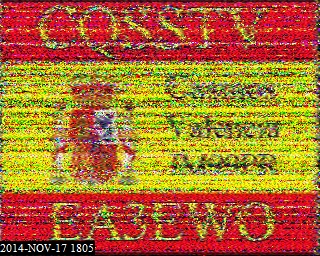 Received SSTV image from EA3EWO showing visible degradation from ionospheric path loss